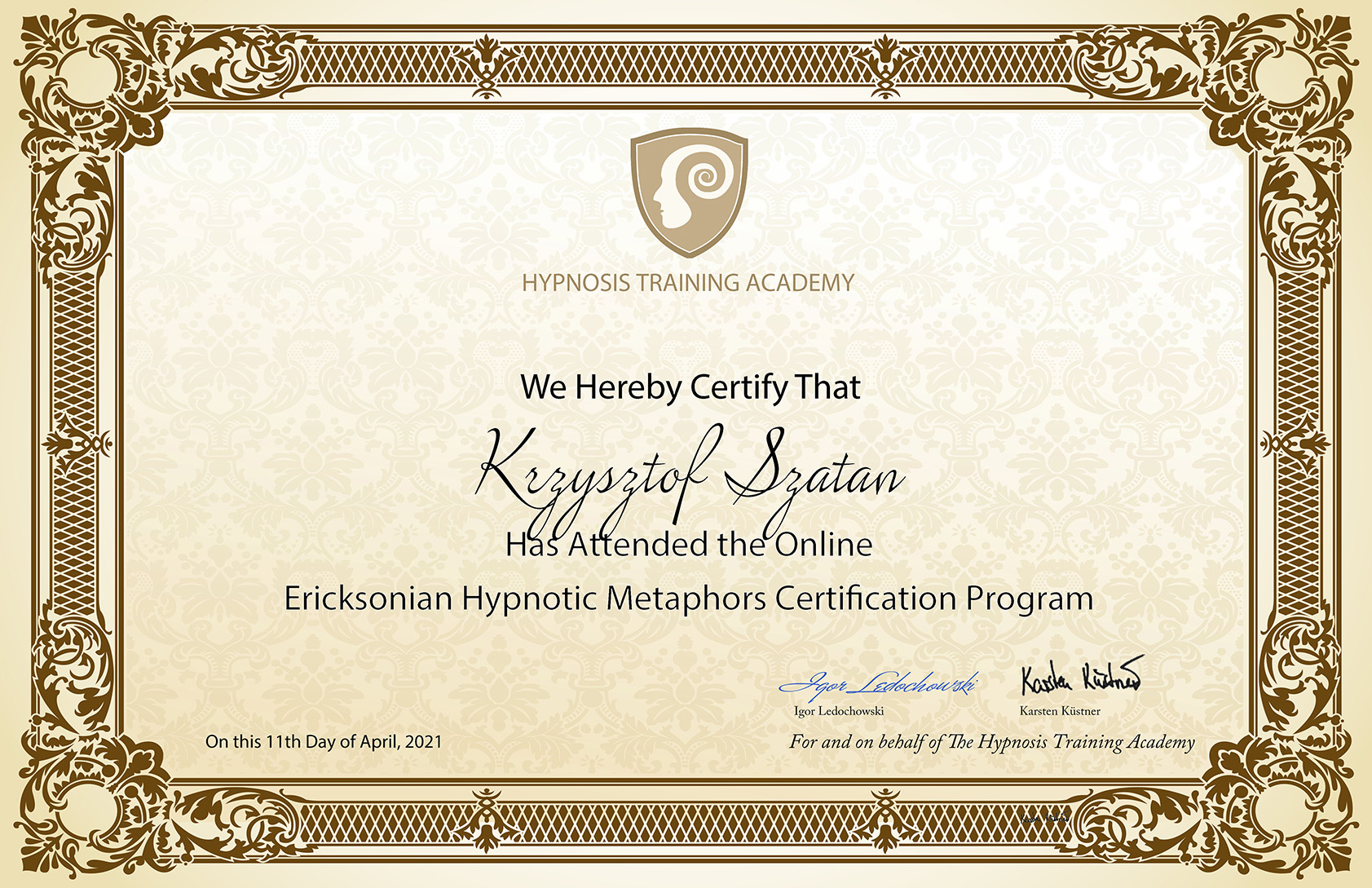 Certyfikat Hipnoza